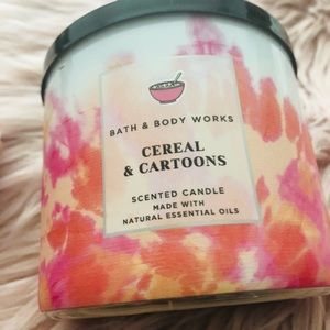 Cereal & Cartoons candle (partially burned)